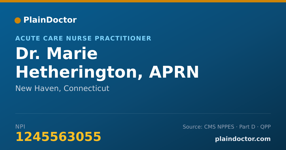Shareable card for Marie Hetherington, APRN - Acute Care Nurse Practitioner, New Haven, CT