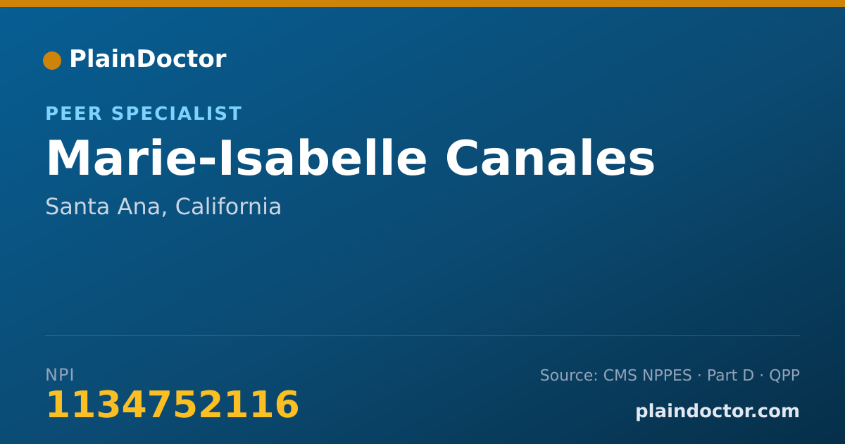 Shareable card for Marie-Isabelle Canales - Peer Specialist, Santa Ana, CA