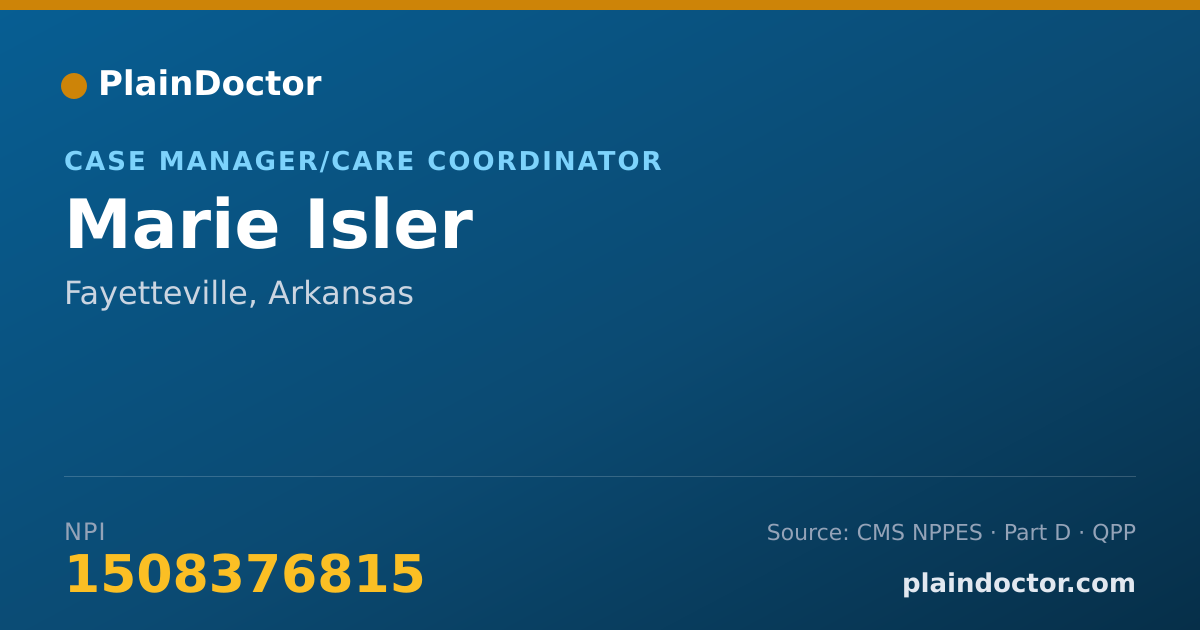 Shareable card for Marie Isler - Case Manager/Care Coordinator, Fayetteville, AR