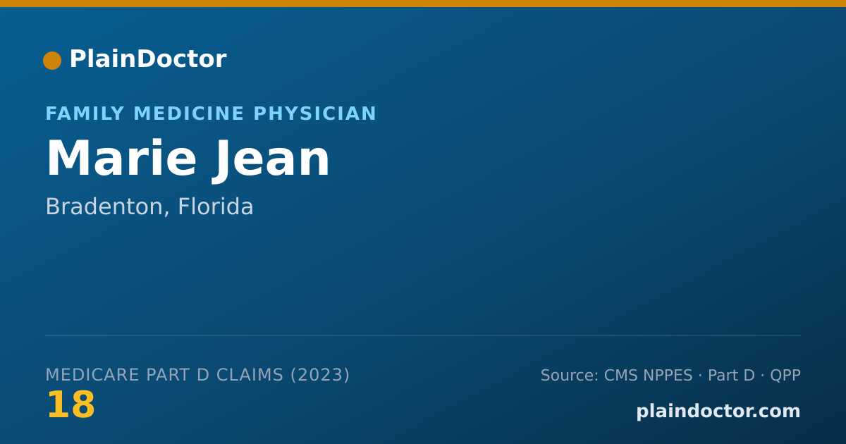 Shareable card for Marie Jean - Family Medicine Physician, Bradenton, FL