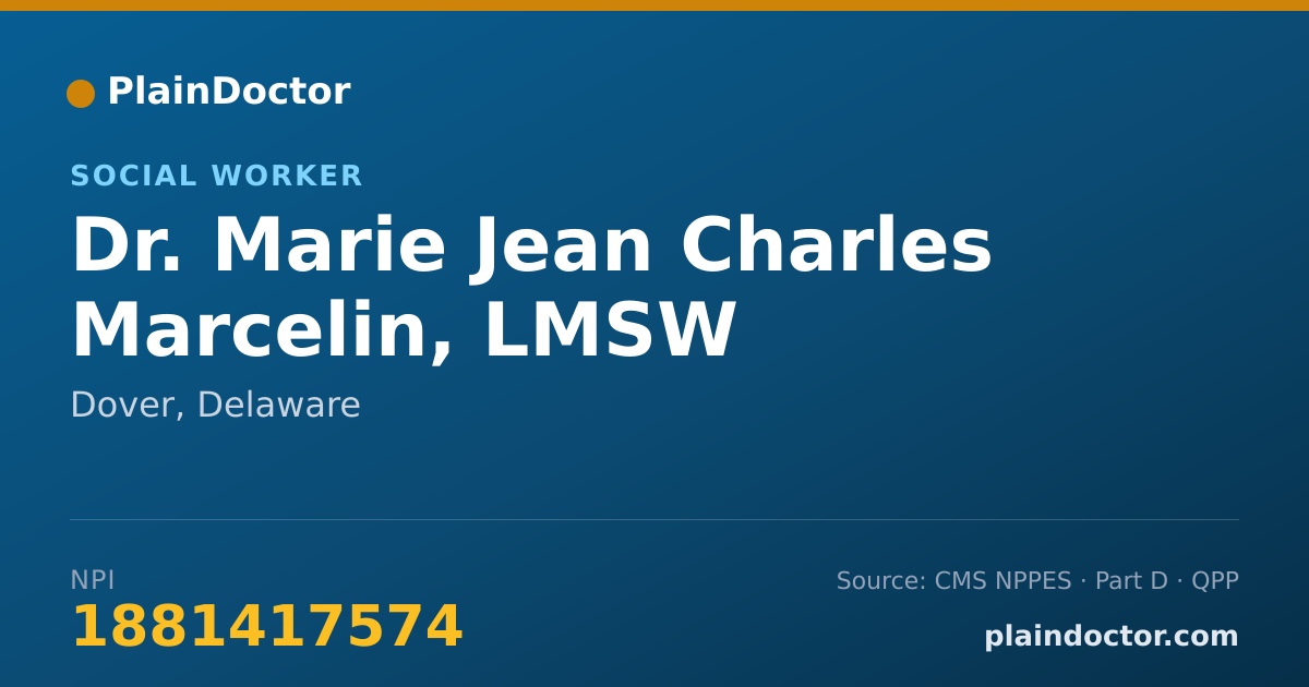 Shareable card for Marie Jean Charles Marcelin, LMSW - Social Worker, Dover, DE