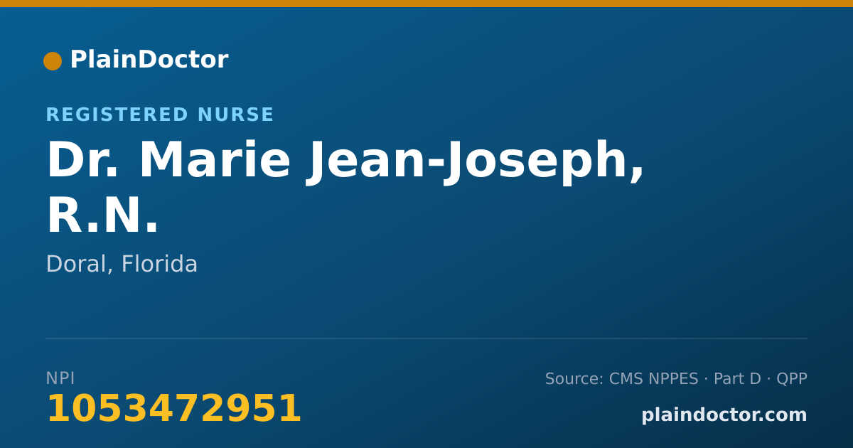 Shareable card for Marie Jean-Joseph, R.N. - Registered Nurse, Doral, FL