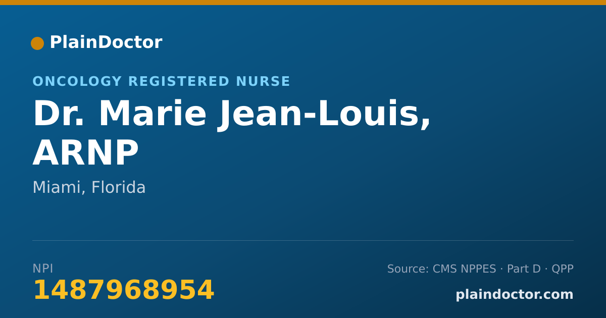 Shareable card for Marie Jean-Louis, ARNP - Oncology Registered Nurse, Miami, FL