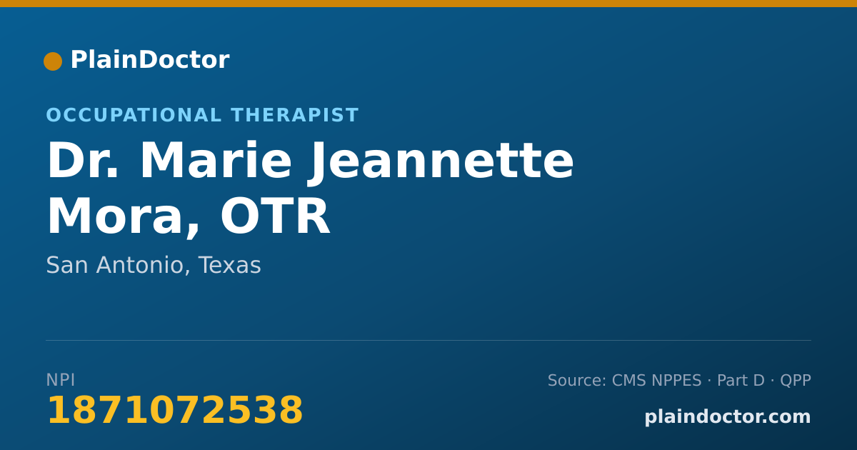 Shareable card for Marie Jeannette Mora, OTR - Occupational Therapist, San Antonio, TX