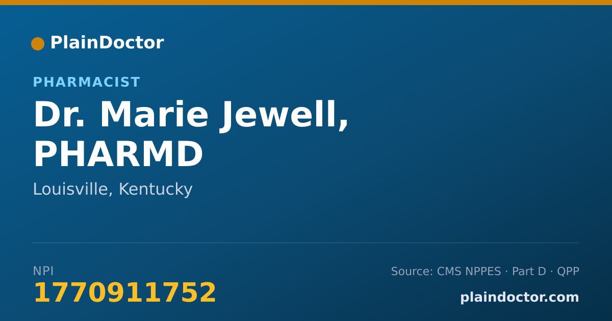 Shareable card for Marie Jewell, PHARMD - Pharmacist, Louisville, KY