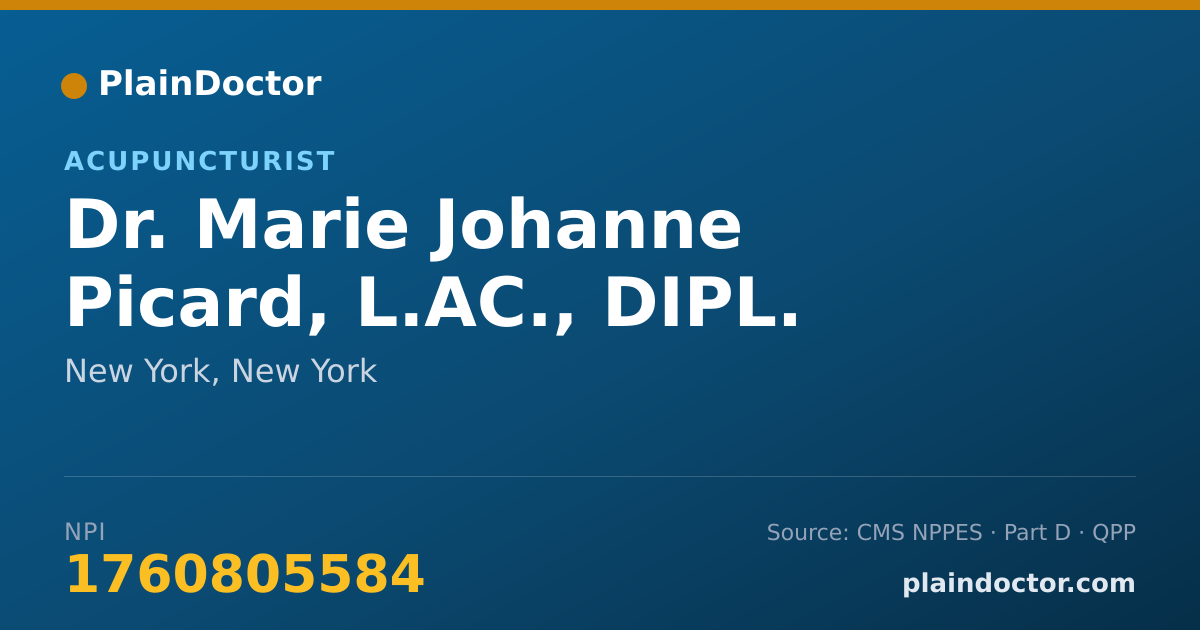 Shareable card for Marie Johanne Picard, L.AC., DIPL. O.M. - Acupuncturist, New York, NY