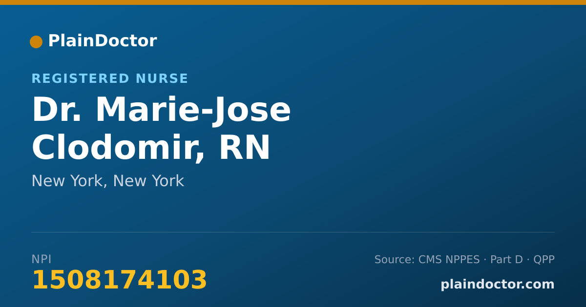 Shareable card for Marie-Jose Clodomir, RN - Registered Nurse, New York, NY