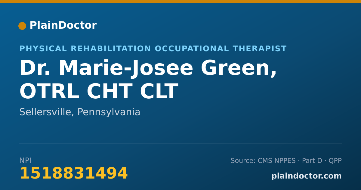 Shareable card for Marie-Josee Green, OTRL CHT CLT - Physical Rehabilitation Occupational Therapist, Sellersville, PA