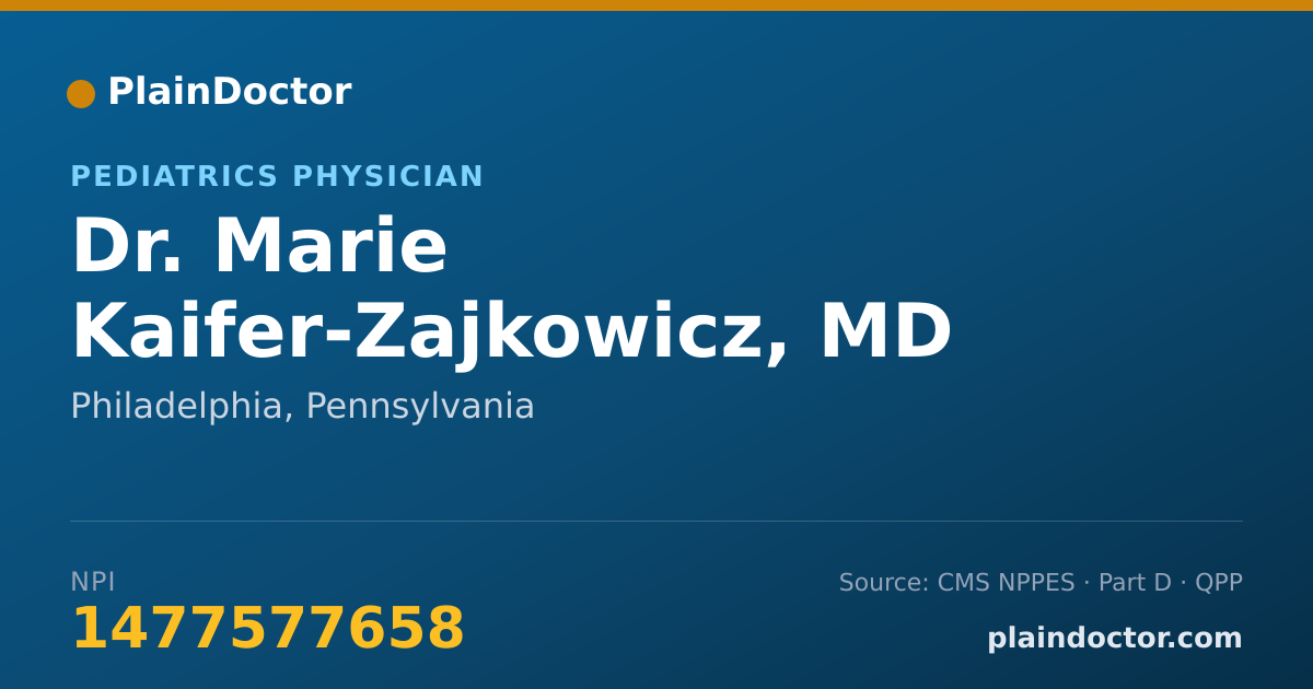 Shareable card for Marie Kaifer-Zajkowicz, MD - Pediatrics Physician, Philadelphia, PA