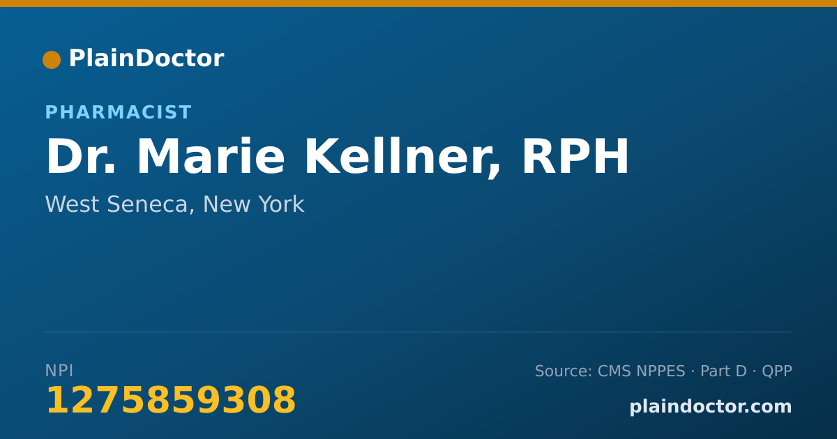 Shareable card for Marie Kellner, RPH - Pharmacist, West Seneca, NY