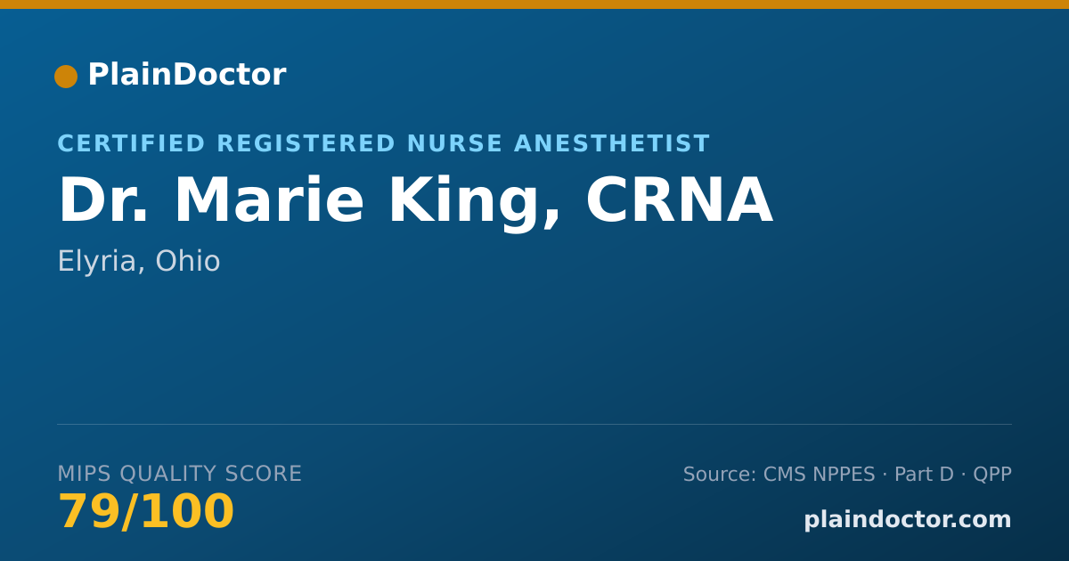 Shareable card for Marie King, CRNA - Certified Registered Nurse Anesthetist, Elyria, OH