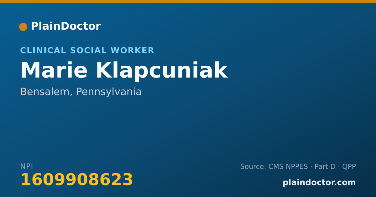 Shareable card for Marie Klapcuniak - Clinical Social Worker, Bensalem, PA