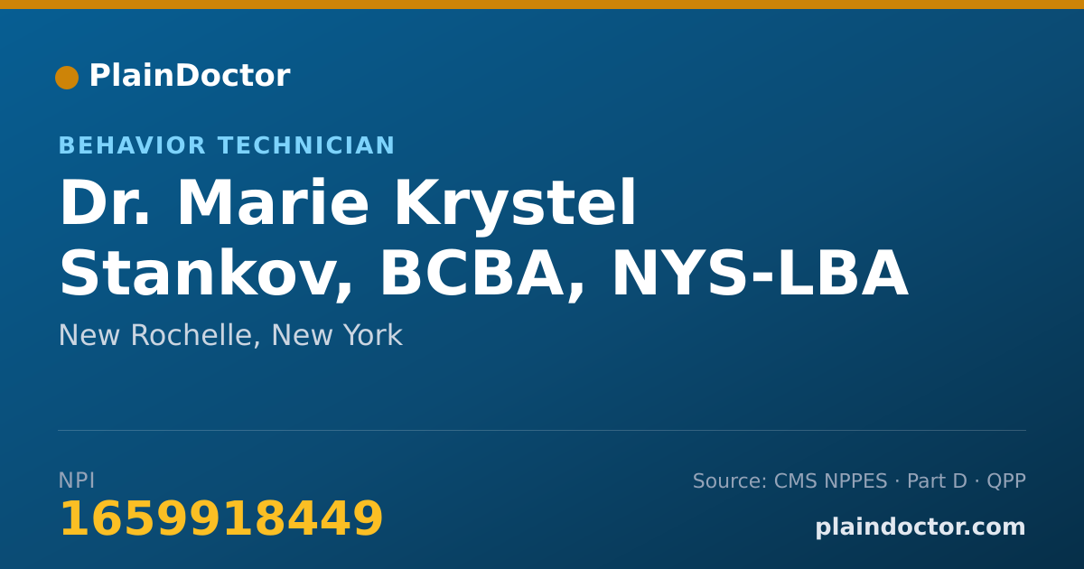 Shareable card for Marie Krystel Stankov, BCBA, NYS-LBA - Behavior Technician, New Rochelle, NY