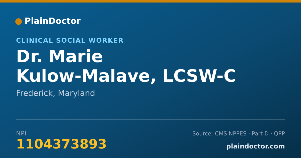 Shareable card for Marie Kulow-Malave, LCSW-C - Clinical Social Worker, Frederick, MD