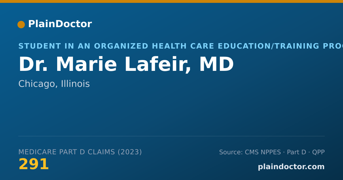 Shareable card for Marie Lafeir, MD - Student in an Organized Health Care Education/Training Program, Chicago, IL