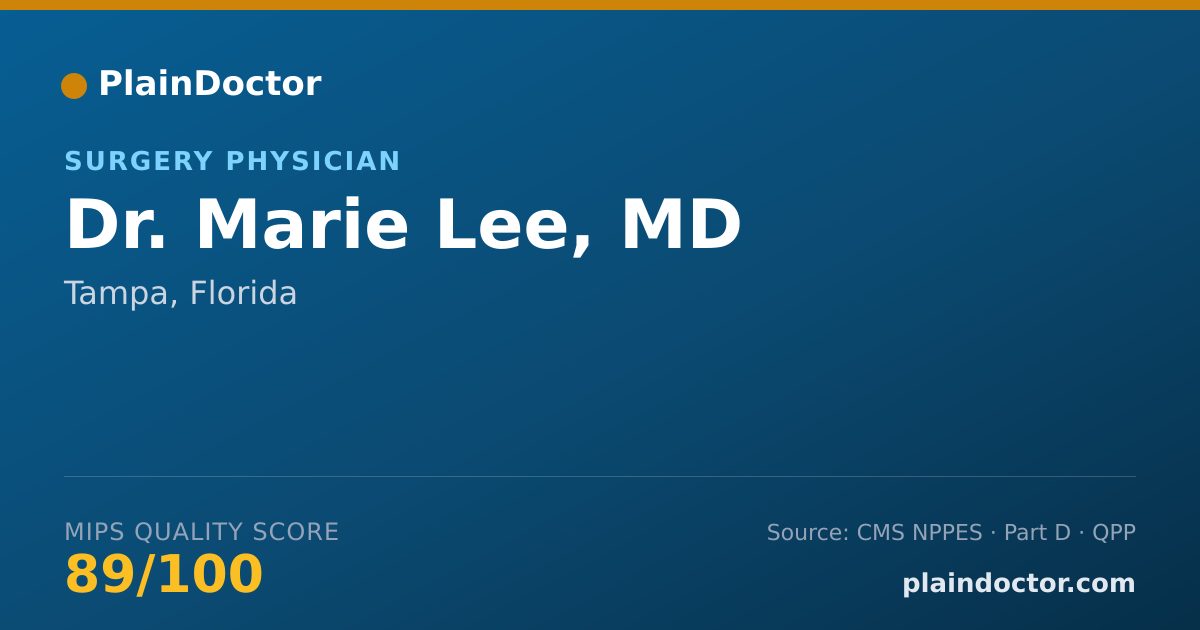 Shareable card for Marie Lee, MD - Surgery Physician, Tampa, FL