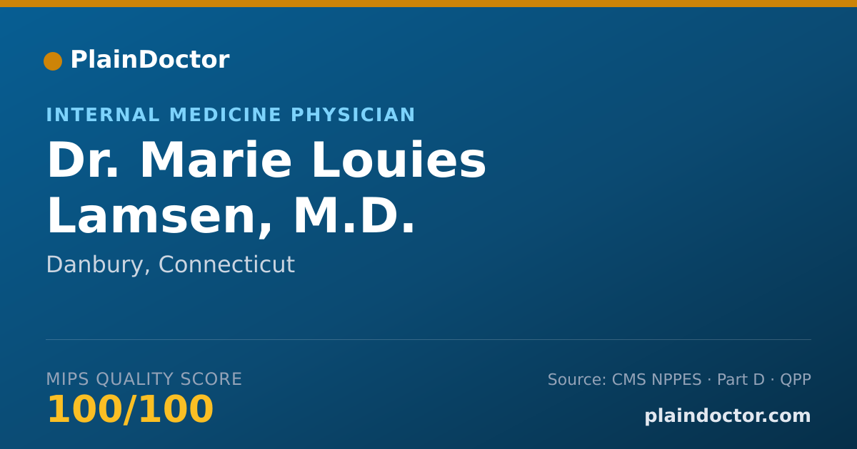 Shareable card for Marie Louies Lamsen, M.D. - Internal Medicine Physician, Danbury, CT