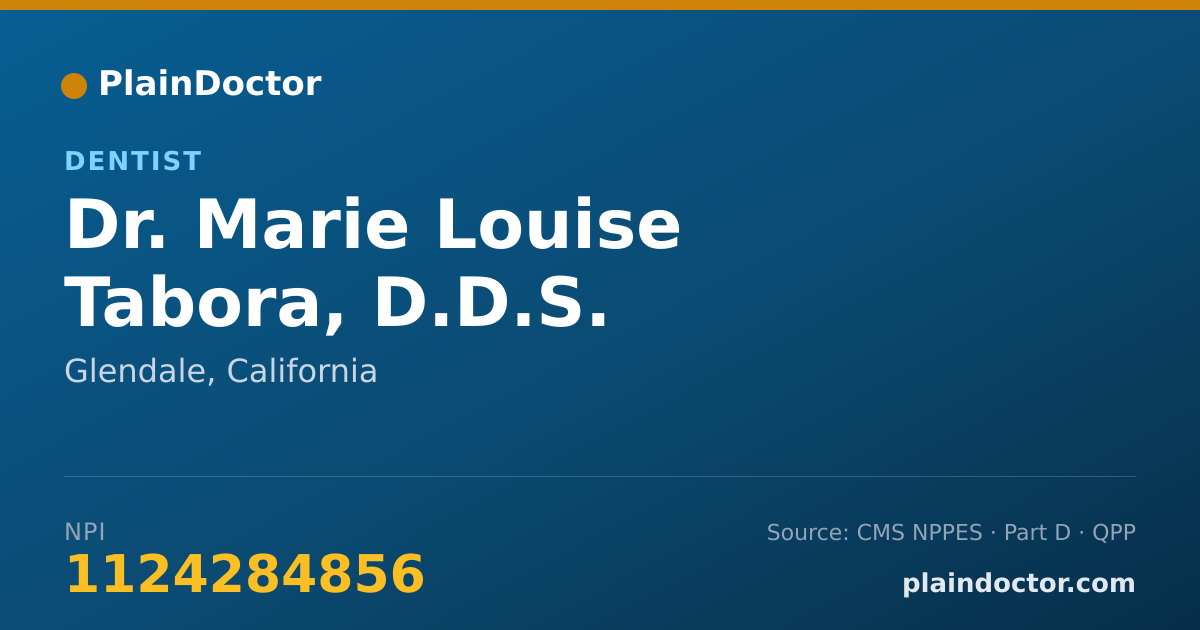Shareable card for Marie Louise Tabora, D.D.S. - Dentist, Glendale, CA