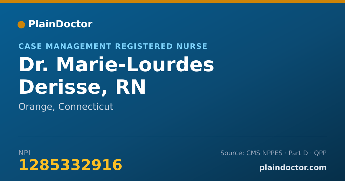 Shareable card for Marie-Lourdes Derisse, RN - Case Management Registered Nurse, Orange, CT