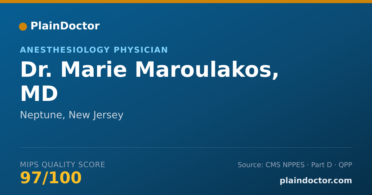 Shareable card for Marie Maroulakos, MD - Anesthesiology Physician, Neptune, NJ