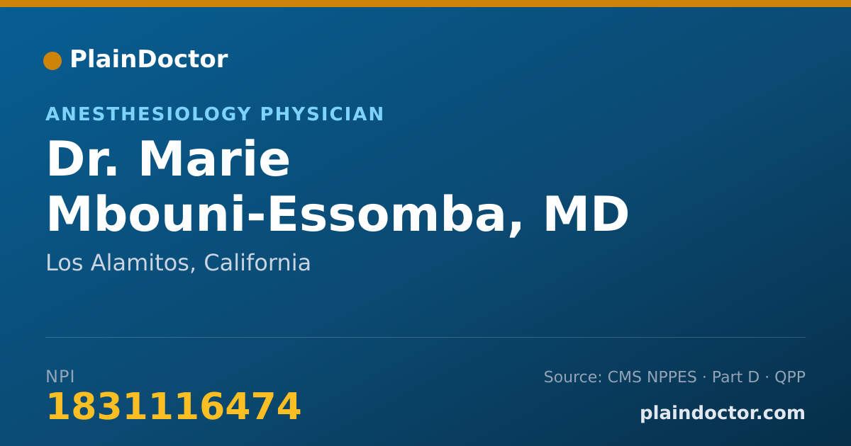 Shareable card for Marie Mbouni-Essomba, MD - Anesthesiology Physician, Los Alamitos, CA