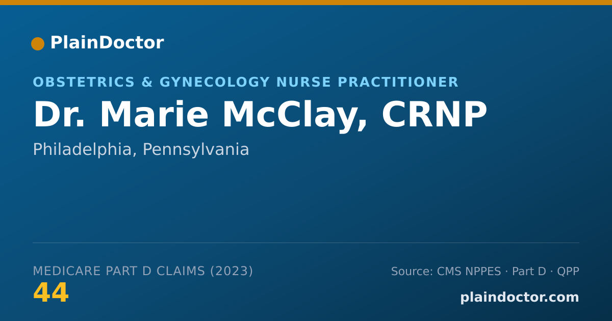 Shareable card for Marie McClay, CRNP - Obstetrics & Gynecology Nurse Practitioner, Philadelphia, PA