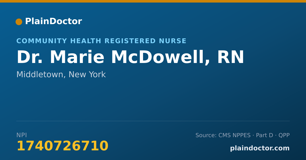 Shareable card for Marie McDowell, RN - Community Health Registered Nurse, Middletown, NY