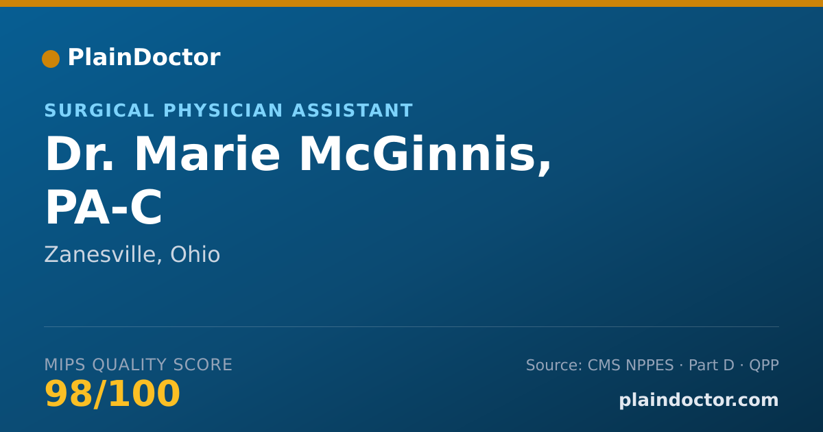 Shareable card for Marie McGinnis, PA-C - Surgical Physician Assistant, Zanesville, OH