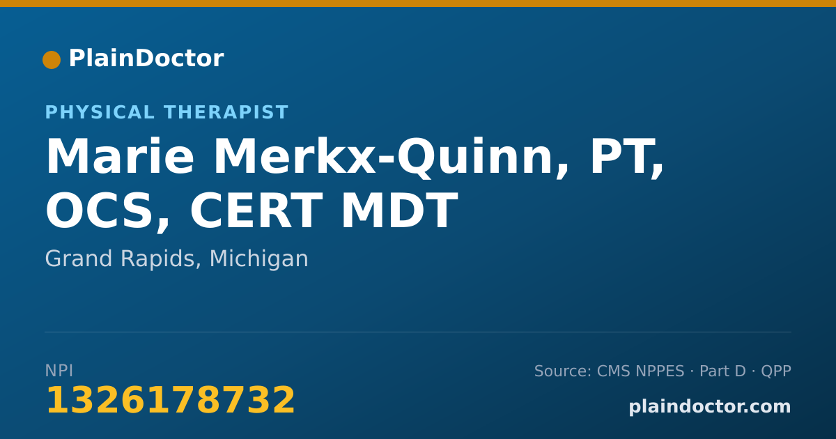 Shareable card for Marie Merkx-Quinn, PT, OCS, CERT MDT - Physical Therapist, Grand Rapids, MI