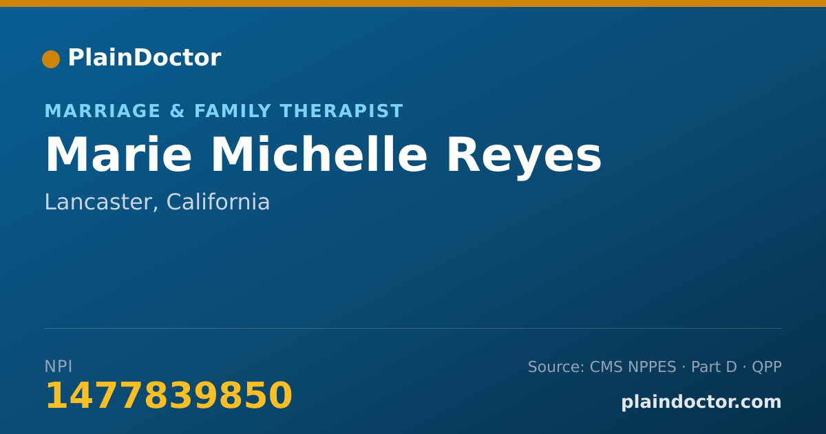 Shareable card for Marie Michelle Reyes - Marriage & Family Therapist, Lancaster, CA