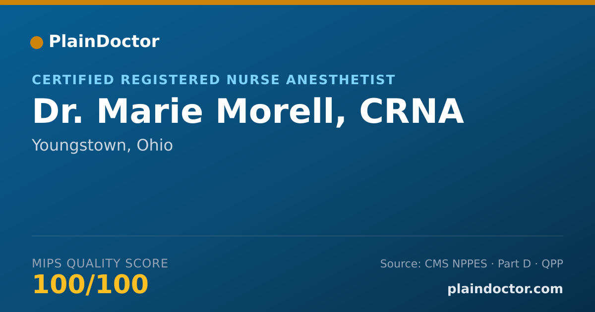 Shareable card for Marie Morell, CRNA - Certified Registered Nurse Anesthetist, Youngstown, OH
