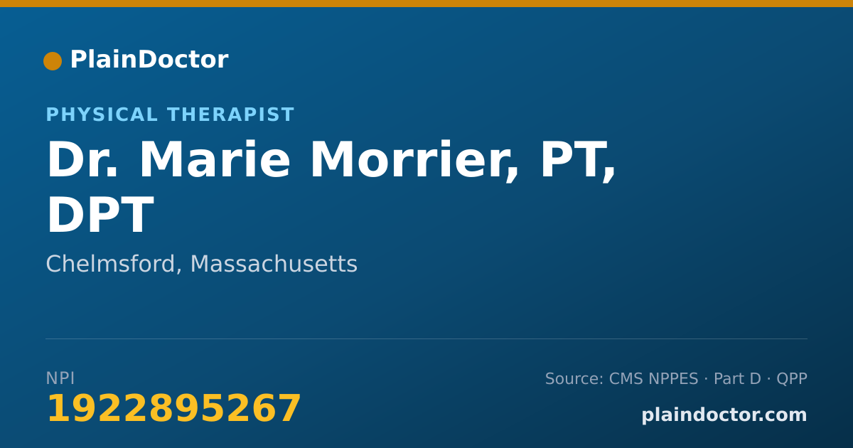 Shareable card for Marie Morrier, PT, DPT - Physical Therapist, Chelmsford, MA