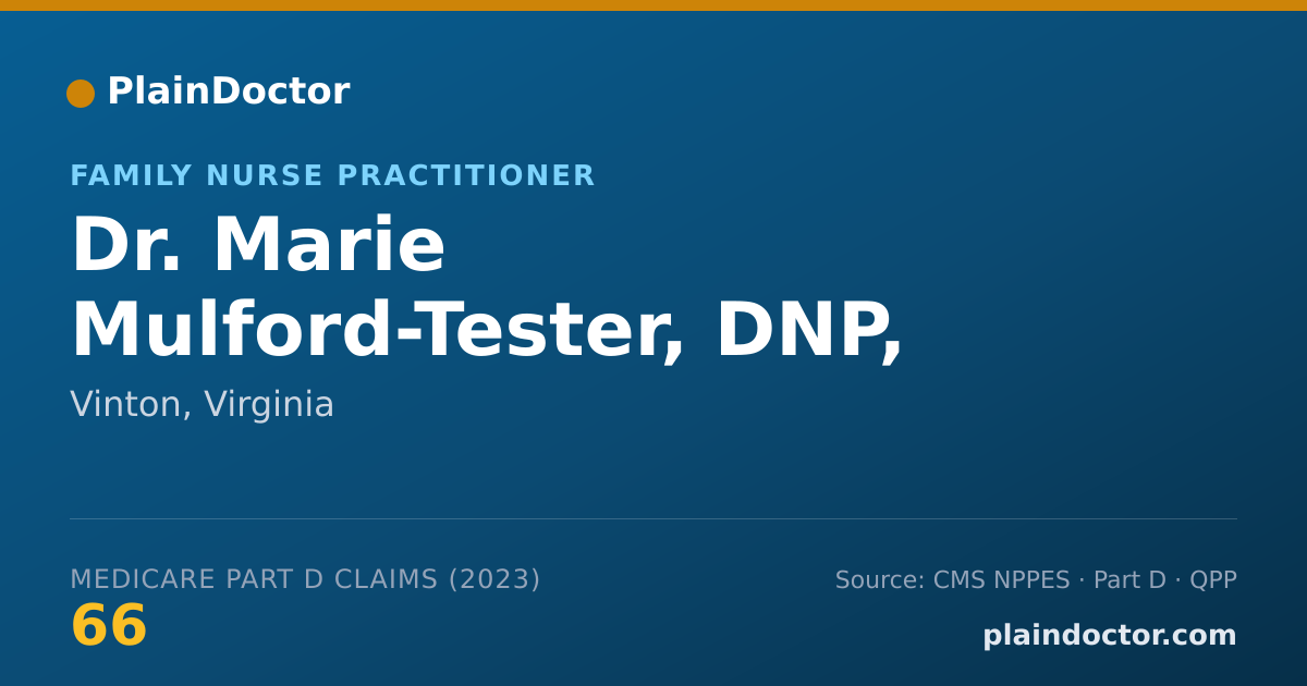 Shareable card for Marie Mulford-Tester, DNP, APRN, FNP-BC - Family Nurse Practitioner, Vinton, VA