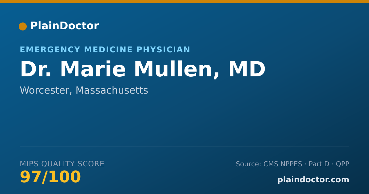 Shareable card for Marie Mullen, MD - Critical Care Medicine (Internal Medicine) Physician, Worcester, MA