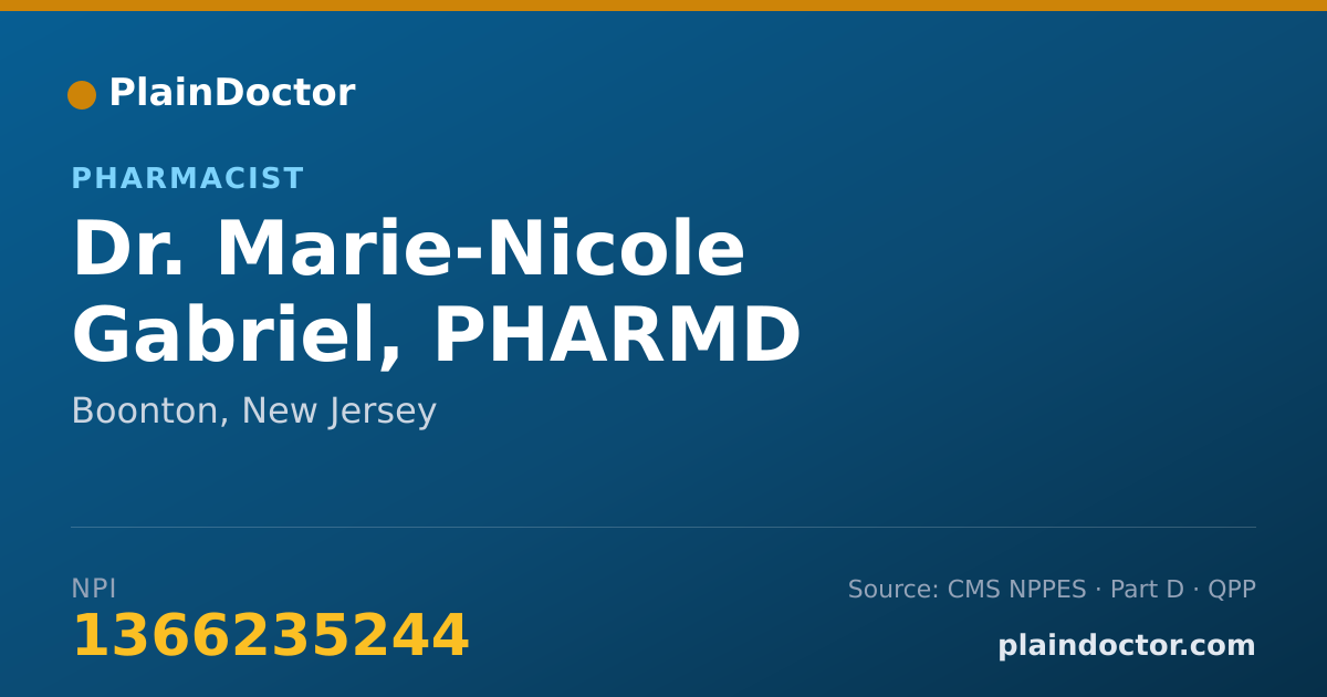 Shareable card for Marie-Nicole Gabriel, PHARMD - Pharmacist, Boonton, NJ