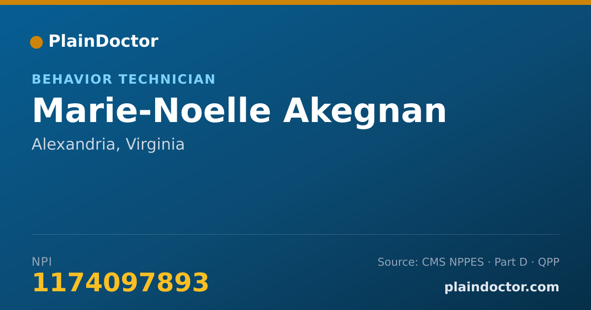 Shareable card for Marie-Noelle Akegnan - Behavior Technician, Alexandria, VA