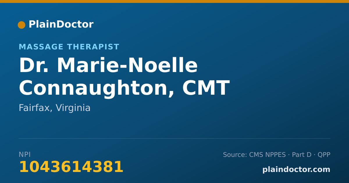 Shareable card for Marie-Noelle Connaughton, CMT - Massage Therapist, Fairfax, VA