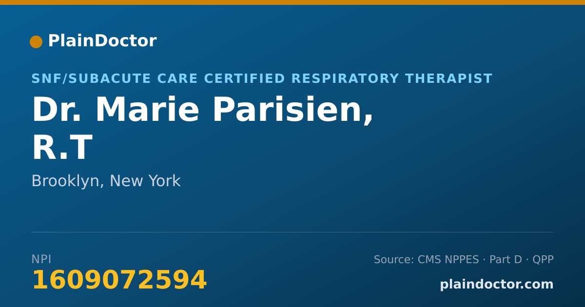 Shareable card for Marie Parisien, R.T - SNF/Subacute Care Certified Respiratory Therapist, Brooklyn, NY