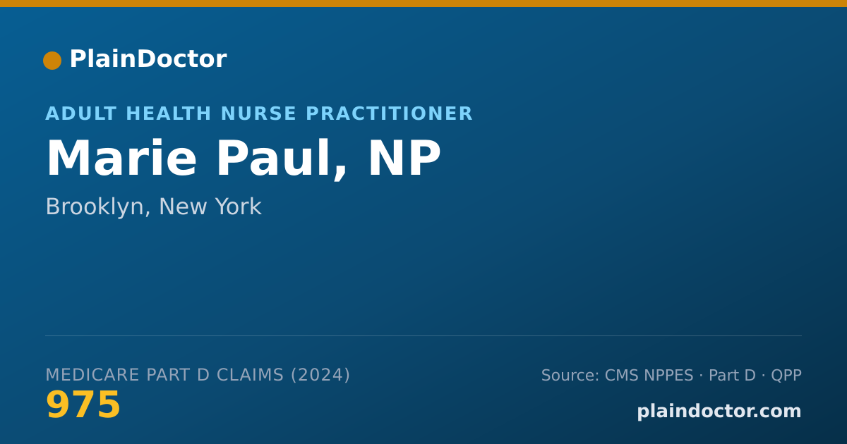 Shareable card for Marie Paul, NP - Adult Health Nurse Practitioner, Brooklyn, NY
