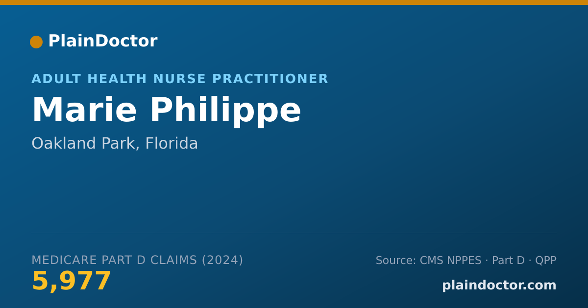Shareable card for Marie Philippe - Adult Health Nurse Practitioner, Oakland Park, FL