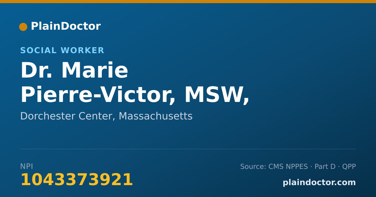 Shareable card for Marie Pierre-Victor, MSW, LICSW - Social Worker, Dorchester Center, MA