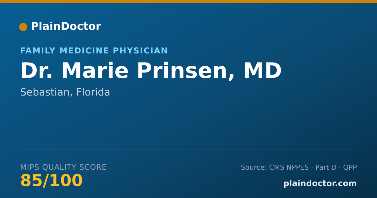 Shareable card for Marie Prinsen, MD - Family Medicine Physician, Sebastian, FL
