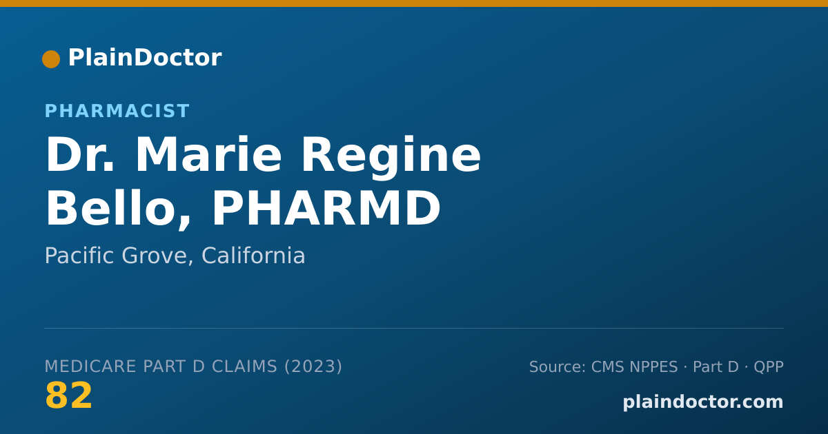Shareable card for Marie Regine Bello, PHARMD - Pharmacist, Pacific Grove, CA