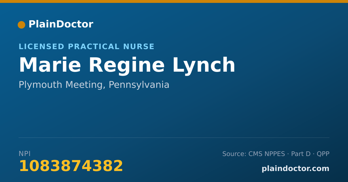 Shareable card for Marie Regine Lynch - Licensed Practical Nurse, Plymouth Meeting, PA