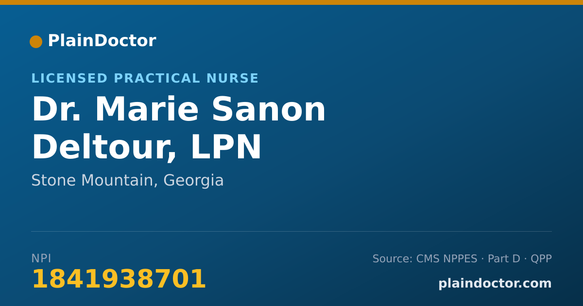 Shareable card for Marie Sanon Deltour, LPN - Licensed Practical Nurse, Stone Mountain, GA
