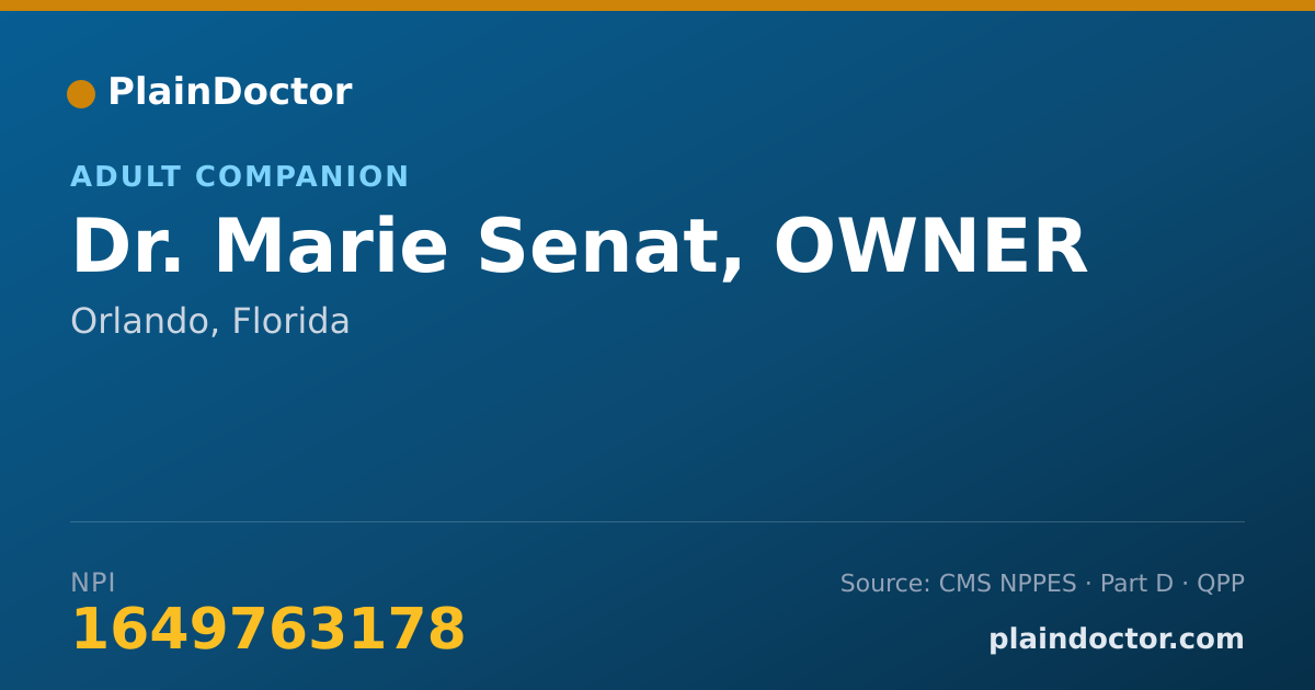 Shareable card for Marie Senat, OWNER - Adult Companion, Orlando, FL