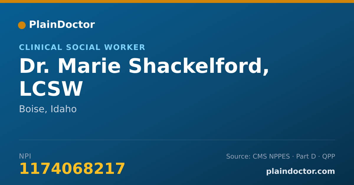 Shareable card for Marie Shackelford, LCSW - Clinical Social Worker, Boise, ID