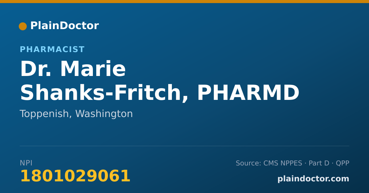 Shareable card for Marie Shanks-Fritch, PHARMD - Pharmacist, Toppenish, WA