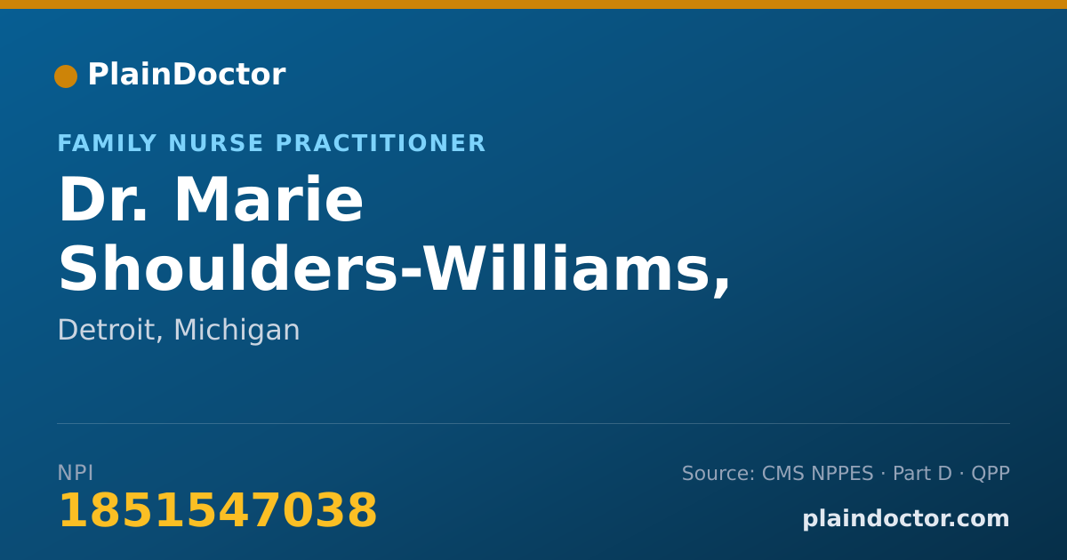 Shareable card for Marie Shoulders-Williams, FNP - Family Nurse Practitioner, Detroit, MI