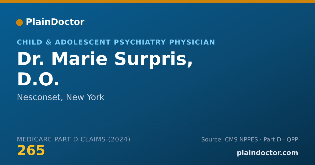 Shareable card for Marie Surpris, D.O. - Child & Adolescent Psychiatry Physician, Nesconset, NY